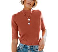 Dressmine Short Sleeve Jumpers for Women High Neck Fitted Mid Sleeve Tee