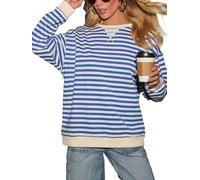 Dressmine Womens Colour Blick Striped Top Boat Neck Soft Cute Comfort Jumper Stretchy Cotton Tshirts Basics Autumn Size 8 Blue