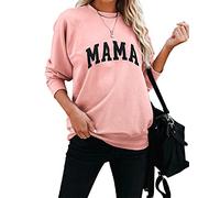 Dressmine Womens Mama Sweatshirt Casual Long Sleeve Crew Neck Pullover Shirts Fall Outfits 2024 Clothes, Pink, XL