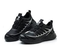 Dressnu Men's Safety Work Shoes Steel Toe Slip-Resistant Breathable Summer Protective Black 24.5 cm