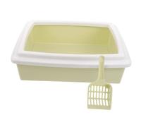 DRESSOOS 1 Set Box Portable Cat Litter Box with Scoop Half Enclosed Design for Easy Cleaning Spacious Durable for Indoor Use and Travel Suitable for Cats and Kittens