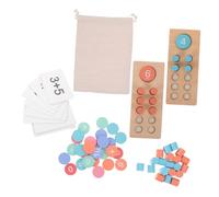 DRESSOOS 1 Set Counting Blocks: Educational Counting Toys for Kids Toddlers - Portable Wooden Math Counter with Colorful Beads for Teaching Numbers Addition and Subtraction