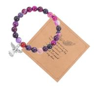 DRESSOOS 1 Set Memorial Beaded Bracelet Set for Bereavement Elastic Bracelet with Card for Loss of Comfort for Grieving Individuals Purple Remembrance Accessory