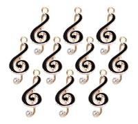 DRESSOOS 10 Pcs Metal Music Notes Charms for Jewelry Making DIY Craft Accessories, K Gold Color Alloy Musical Note Pendant Charms with Black Enamel for Bracelets and Necklaces