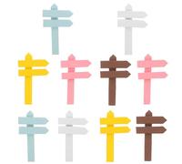 DRESSOOS 10 Pcs Mini Wooden Sign Post Plant Labels Outdoor, Easy to Insert The Soil and Not Easy to Decay, Modern Style Mini Road Sign Plaque Ornaments for Nursery and Doll House Landscape
