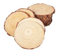 DRESSOOS 10 Pcs Unfinished Wood Coasters for Crafts, Round Natural Wooden Discs with Rustic Style, for Painting Projects and Wedding Ornaments, Protective DIY Design Pieces