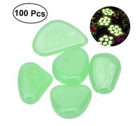 DRESSOOS 100pcs Glow Dark Pebble Stones for Aquarium and Garden Decorations Decorative Gravel for Fish Tank and Pathways Artificial Green Cobblestones