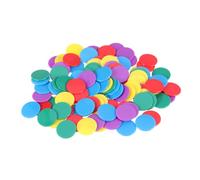 DRESSOOS 100Pcs Round Game Chip Pieces Acrylic Colored Slices for Bingo Counting Math Learning Supplies in Red Blue Green Yellow for Home Shop Bar