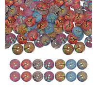 DRESSOOS 100pcs Wood Sewing Buttons with Life Tree Pattern, Lightweight Wooden Buttons for DIY Projects and Sewing, Versatile Decorative Embellishments for Cardigans and Patchwork, 0.8 Inch