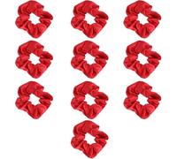 DRESSOOS 10pcs Red Elastic Christmas Hair Scrunchies Fabric Hair Accessories for Practical and Fashionable Gift for School and Festive Occasions