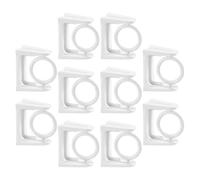 DRESSOOS 10pcs White Abs Curtain Rod Brackets with Rotating Hooks Round Ring Design, Self Adhesive Towel Hanging Rod Holders for Space Optimisation in Bathroom and Home