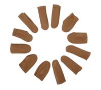 DRESSOOS 12pcs Cowhide Finger Cots Sewing Finger Cots for Needle Felting Protectors for DIY and Protecting Your Working Hands Random Color