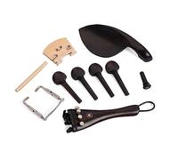 DRESSOOS 15-Piece Violin Ebony Fittings Set Tailpiece Chinrest Clamps Endpin and Tail Gut Complete Accessories for Violinists (Black)