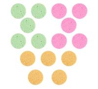 DRESSOOS 15pcs round Face Washing Pads Set, 70mm Diameter X 8mm Thickness, Wood Pulp Sponge Makeup Remover Pads in Yellow, Pink, Green for Daily Facial Cleansing and Cosmetic Application