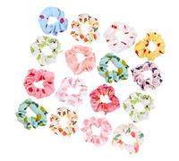 DRESSOOS 16pcs Fruit Print Hair Scrunchies Set Cartoon Elastic Bobbles Hair Bands for Women and Girls Soft Hand-painted Fabric for Daily Ponytail and Travel