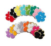 DRESSOOS 16pcs Silver-Edged Pet Paw Print Embroidery Patches Iron-On Appliques for Clothes Bags Jackets DIY Craft Cute Cat Dog Footprint Sew-On Decorative Patches