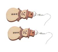DRESSOOS 1pair Wooden Snowman Dangle Earrings Festive Holiday Jewelry for Women and Girls Cute Christmas Tree and Snowman Design for Xmas Parties and Celebrations