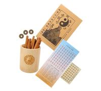 DRESSOOS 1Set Chinese Divination Sticks with Bamboo Bucket and Book Interactive Fortune Telling Game for Friends Smooth Design Bamboo Sticks for Feng Shui and Divination Fun