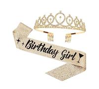 DRESSOOS 1set Decorative Birthday Tiara Sash Elegant Crown and Etiquette Belt for Women for Birthday Celebrations Photo Props and Special Occasions