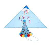 DRESSOOS 1set Pet Birthday Party Hat Set Collar Bib and Saliva Towel for Dogs One for Celebrating Your Pet Special Day