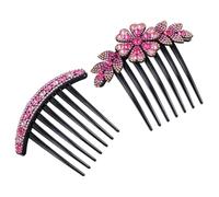 DRESSOOS 2 Pcs Pink Rhinestone Hair Clips for Women, Convenient and Practical Hair Fork Comb Set, Stylish Floral Design for Prom and Beach Hairstyles
