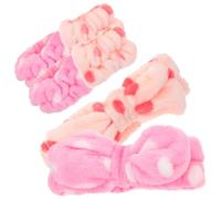 DRESSOOS 2 Sets Bow Face Wash Headbands and Wristbands for Spa and Shower Use, Made from Wear Resistant Cloth, Designed to Prevent Water from Flowing down Arms, for Skincare and Makeup