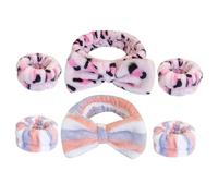 DRESSOOS 2 Sets Spa Headband and Wristband Set for Women, Bow Shape Cloth Material, Comfortable Usage Feeling, Prevent Water Flowing down Arms, Suitable for Daily Wear and Spa