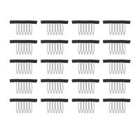 DRESSOOS 20pcs Black Wig Teeth Clips for Hairpieces and Hats, Cloth Material with 6 Teeth Steel Claws, Easy to Sew and Fasten, for Professional Use and DIY Wig Making