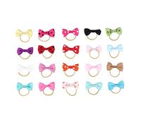 DRESSOOS 20PCS Dog Bowknot Hair Tie Set Elastic PET Hair Bands for Dogs for Grooming PET Accessories