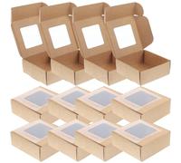 DRESSOOS 20pcs Jewelry Display Box Present Packing Box with Window, Brown Paper and Plastic Material, Lightweight Portable Design, Elegant Simple Style for Wrapping