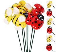 DRESSOOS 20Pcs Resin Garden Stake Ornaments with Bees and Ladybugs Decorative Outdoor Patio and Lawn Garden Decors Spring Yard Plant Pot Decorations for and Planters