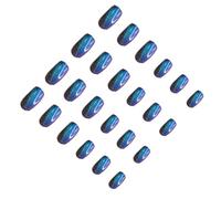 DRESSOOS 24pcs Color Changing Cat Eye Nail Art Patches with Crystal Stones Removable Short Fake Nails with Glue Manicure Charm and DIY Beauty Care