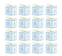 DRESSOOS 25 Sets Shower Favor Boxes with Round Tags and Glitter Lightweight Candy Cases for Party Decorations and Guest Blue European Style