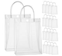 DRESSOOS 25Pcs Transparent Bags with Comfortable Handles for Party Wedding Shopping Reusable Clear Present Packing Pouches for Gifting Showcasing Contents