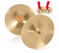 DRESSOOS 2pairs Hand Cymbals Wooden Handles Percussion Instruments for Belly Dance Performance and Music Rhythm for Dancer Parties and Educational Use