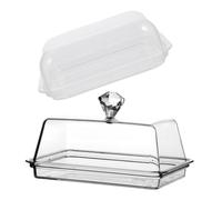 DRESSOOS 2pcs Acrylic Butter Dish with Lid Covered Butter Tray and Snacks Easy to Clean Direct Microwave Heating Suitable for Kitchens and Dessert Shops