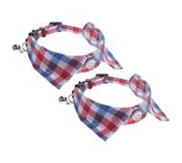 DRESSOOS 2pcs Adjustable Cat Collar Bell Lovely Safe Breakaway Feature Soft and Checkered Pattern for Small Cats and Kittens