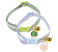 DRESSOOS 2pcs Adjustable Cat Collar with Pendant Breakaway Kitten Accessories Soft Breathable Material Stylish Paw for Training Walking Events