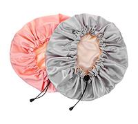 DRESSOOS 2pcs Adjustable Satin Shower Caps for Women Double Layer Sleeping Bonnet Reusable Hair Cap for Washing Spa and Beauty Routine Comfortable Fit