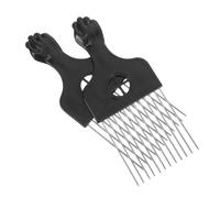 DRESSOOS 2pcs Afro Pick Hair Combs Amber Handle Steel Needle for Long Thick Curly Hair Ergonomic Design Sturdy Material for Men and Women