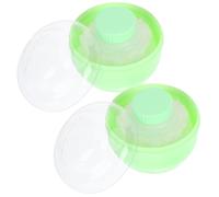 DRESSOOS 2pcs Baby Loose Powder Puff Boxes Soft Puff Applicator Green Compact Storage Case for Children Body Powder Use