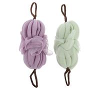 DRESSOOS 2pcs Bath Mesh Puff Sponge Back Scrubber for Neck and Back, Pe Material with Gentle Exfoliation and Rich Lather, for Bathroom Use Random Color
