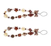 DRESSOOS 2pcs Beaded Vintage Phone Charm Wristlet with Leopard Print Anti-lost Camera Strap for Women Functional Anti-theft Cellphone Lanyard and Stylish Handbag Keychain Accessory