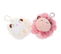 DRESSOOS 2pcs Cartoon Bath Loofah Set Exfoliating Body Wash Sponge for Adults Soft and Comfortable Shower Scrubber Creates Rich Bubbles Pink Beige