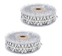 DRESSOOS 2pcs Christmas Snowflake Ribbon Decoration Polyester Silver 10m Roll for Wedding Decoration Wrapping Christmas Tree Ornament