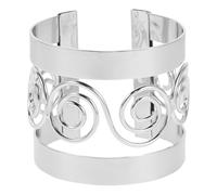 DRESSOOS 2PCS Chunky Bangle Bracelet: Bold Statement Cuff - Edgy Geometric Metal Bangle - Adjustable Openwork Arm Band for Women's Boho Punk Rocker Style Wear Silver