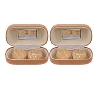 DRESSOOS 2pcs Contacts Lens Container Contacts Lens Case Vintage Leather and Leather Lining Glasses Storage Box Store One Pair of Eyeglasses Protect Glasses Portable Eyewear Accessory
