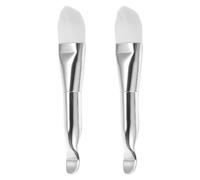 DRESSOOS 2pcs Dual End Mask Applicator Face Mask Brush Skin Care Tool with Nylon and Aluminum, Compact Design, Silver Colour, Double Side One Side Brush and Spoon for Home and Beauty Salon