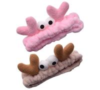 DRESSOOS 2pcs Elastic Facial Cleansing Headbands for Women, Comfortable Fabric Makeup Hairbands with Vivid Crab Shape, Suitable for Washing Face and Taking A Quick Bath