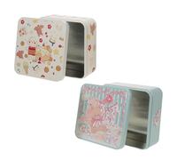 DRESSOOS 2pcs Embossed Cookie Tins Tinplate Storage Boxes with Lids for Biscuits Candy Holiday Treats Design Dog Cat Bear